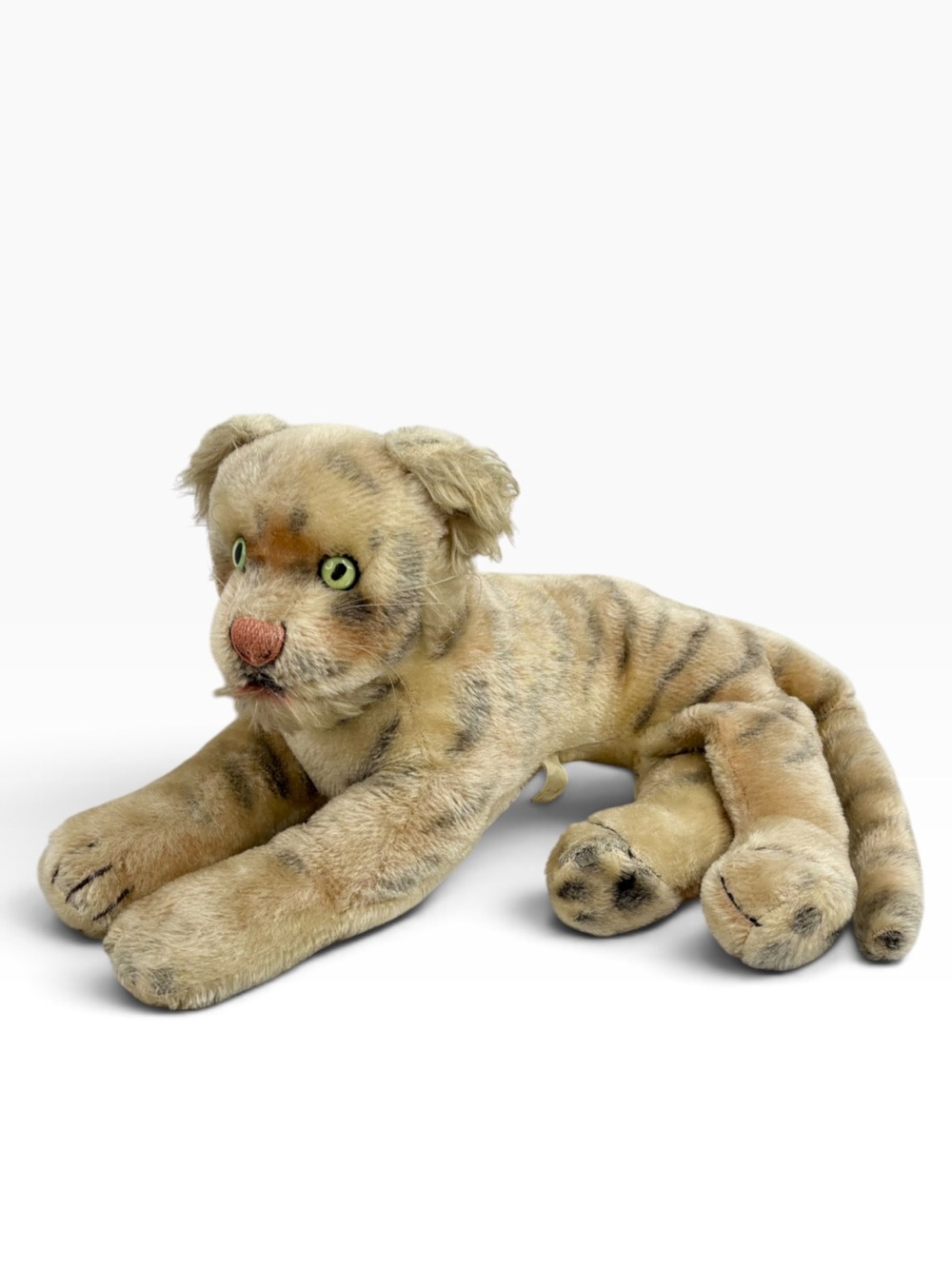 Vintage Pedigree Dolls & Toys England Airbrushed Mohair Lounging Tiger Plush